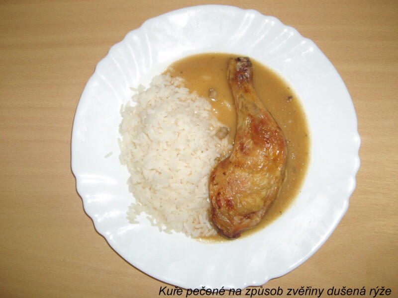 Kuře pečené na způsob zvěřiny dušená rýže